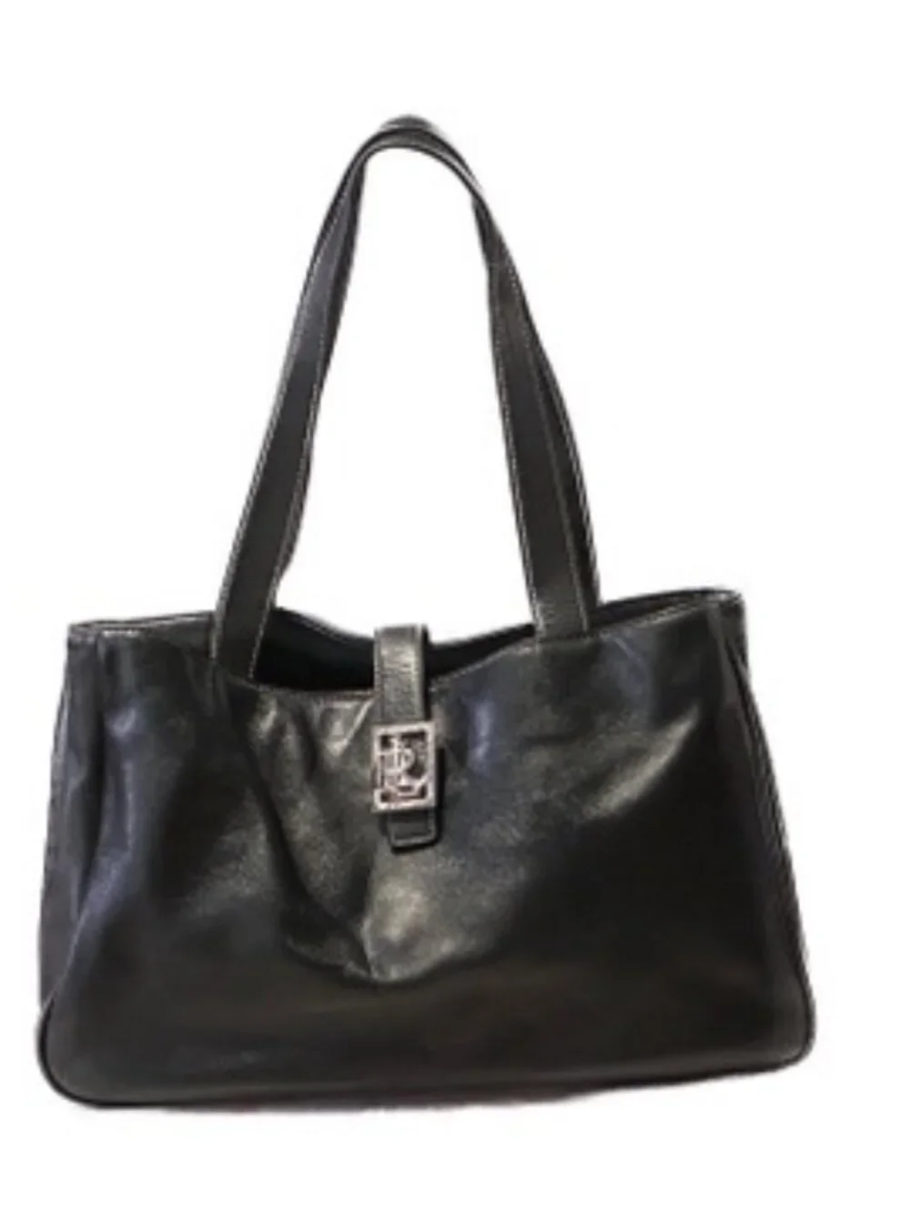 Vintage Lauren Ralph Lauren Black Glove Leather Shopper Tote Bag